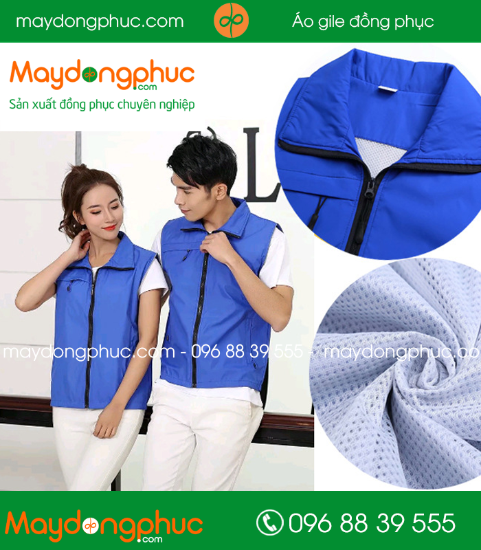 Mẫu áo gile công nhân màu Xanh bích